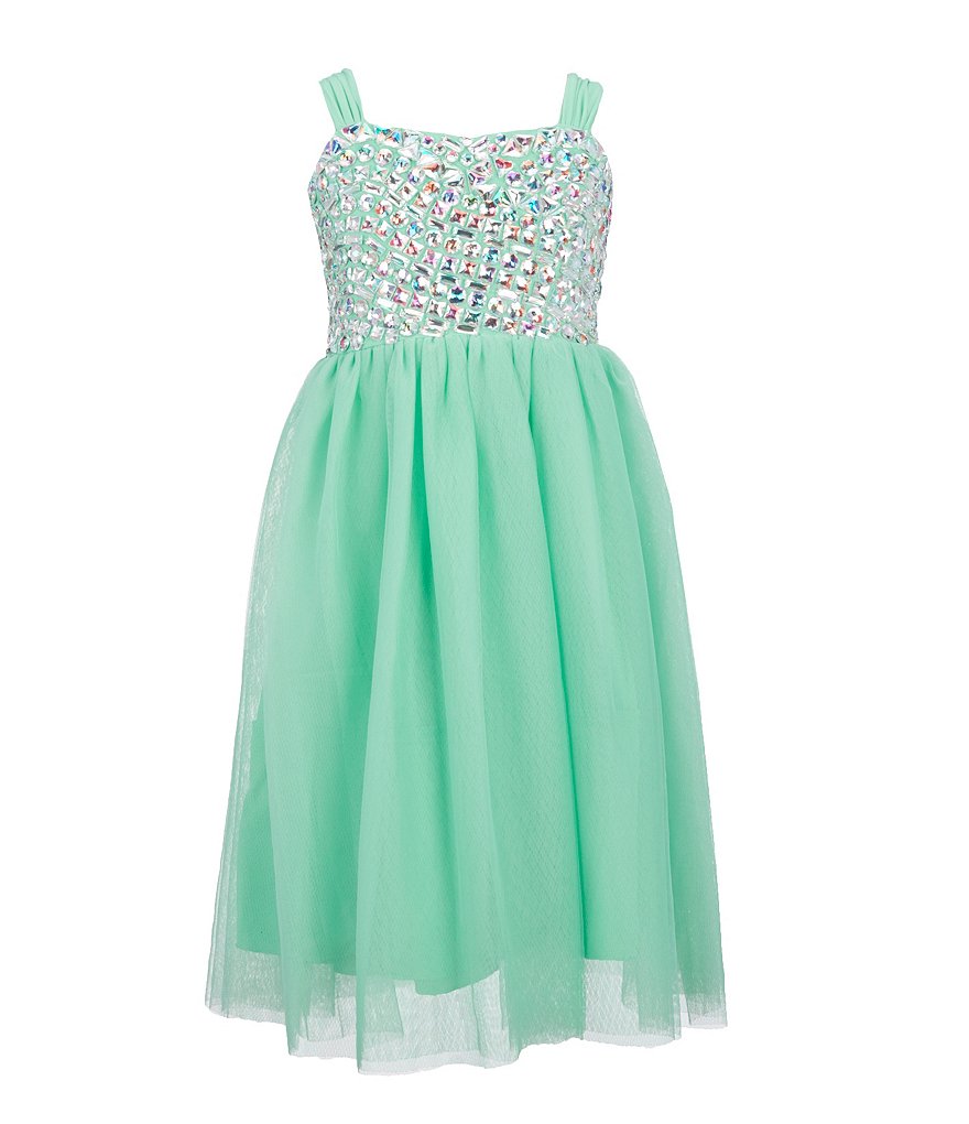 Poppies and Roses Big Girls 7-16 Beaded-Bodice Sheer-Overlay-Skirted Dress