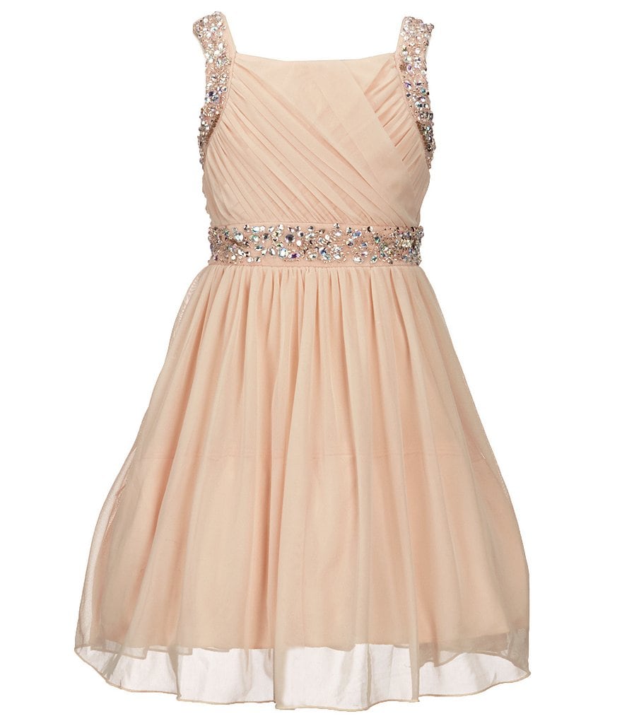 Poppies and Roses Big Girls 7-16 Sleeveless Beaded Skater Party Dress