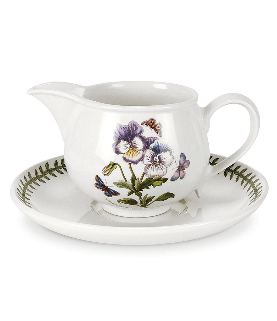 Portmeirion Botanic Garden Pansy Gravy Boat w/ Stand