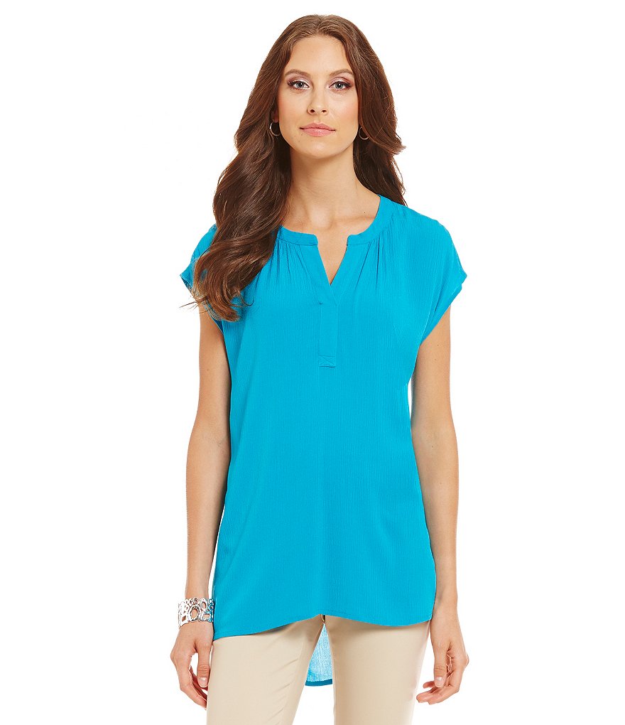 Preston & York Elise Textured Gauze Short Sleeve Blouse
