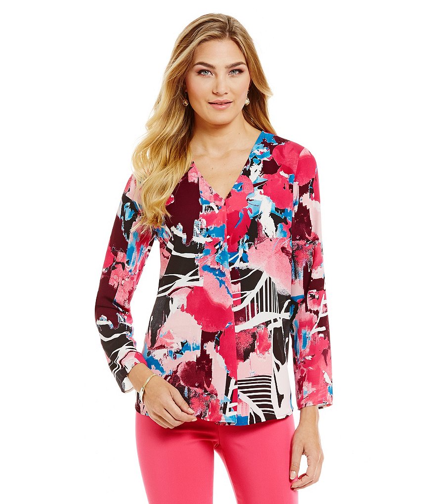 Preston & York Faith Long Sleeve Floral Blouse