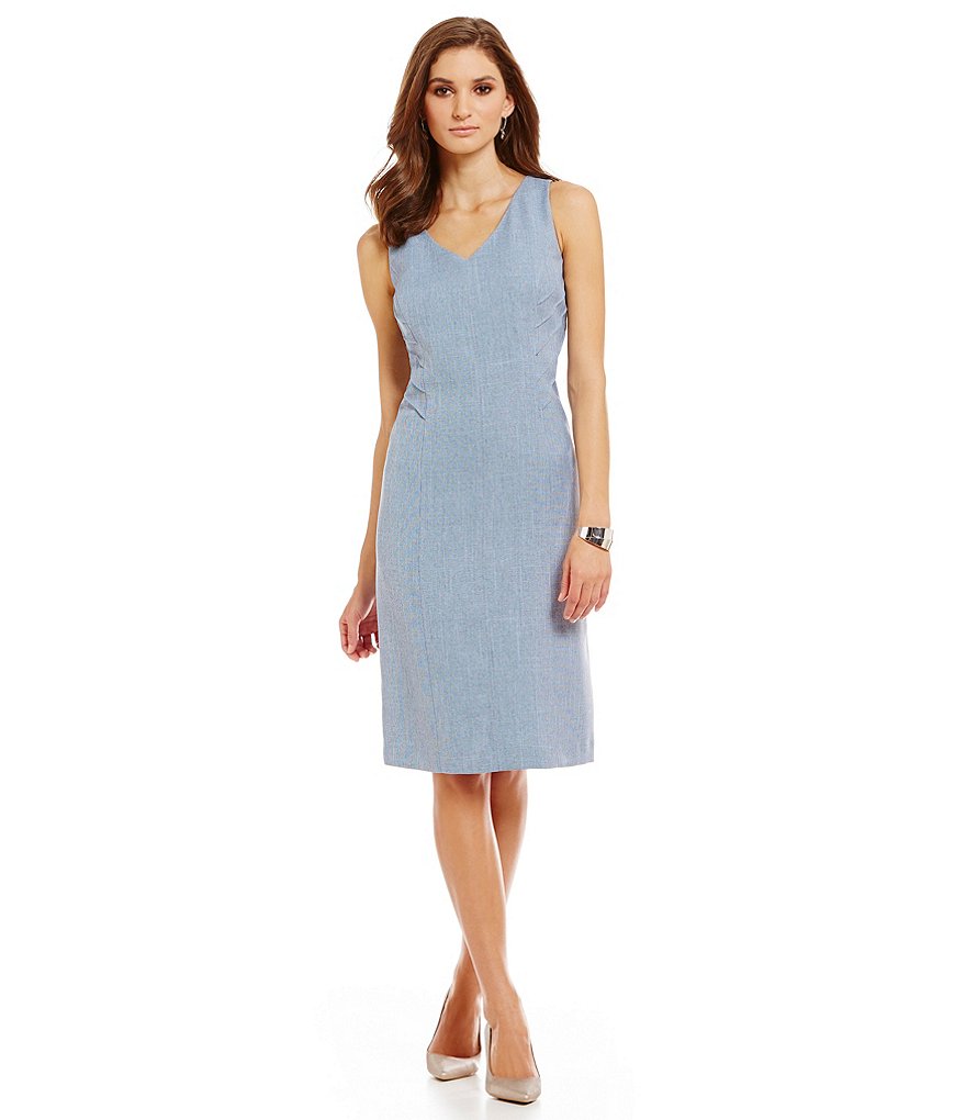 Preston & York Kay Crosshatch Suiting Sleeveless Sheath Dress