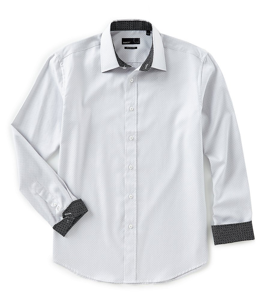 Quieti Mini-Print Jacquard Long-Sleeve Woven Shirt