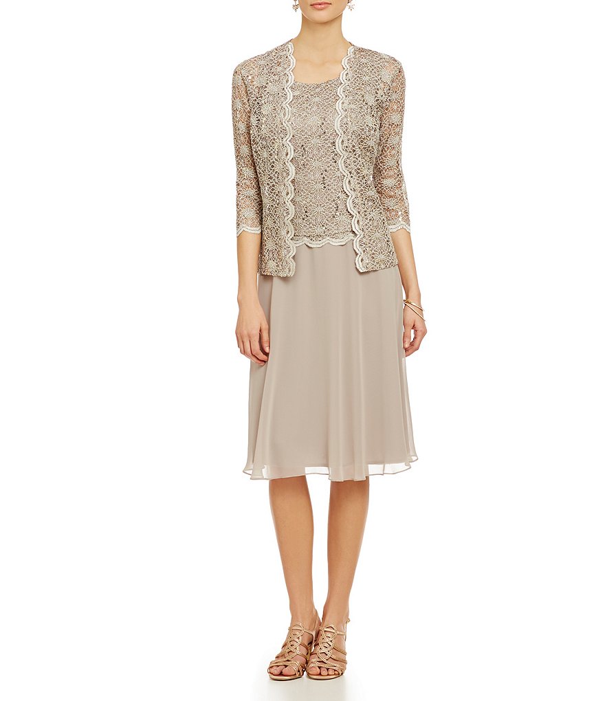 R & M Richards Lace Chiffon Jacket Dress