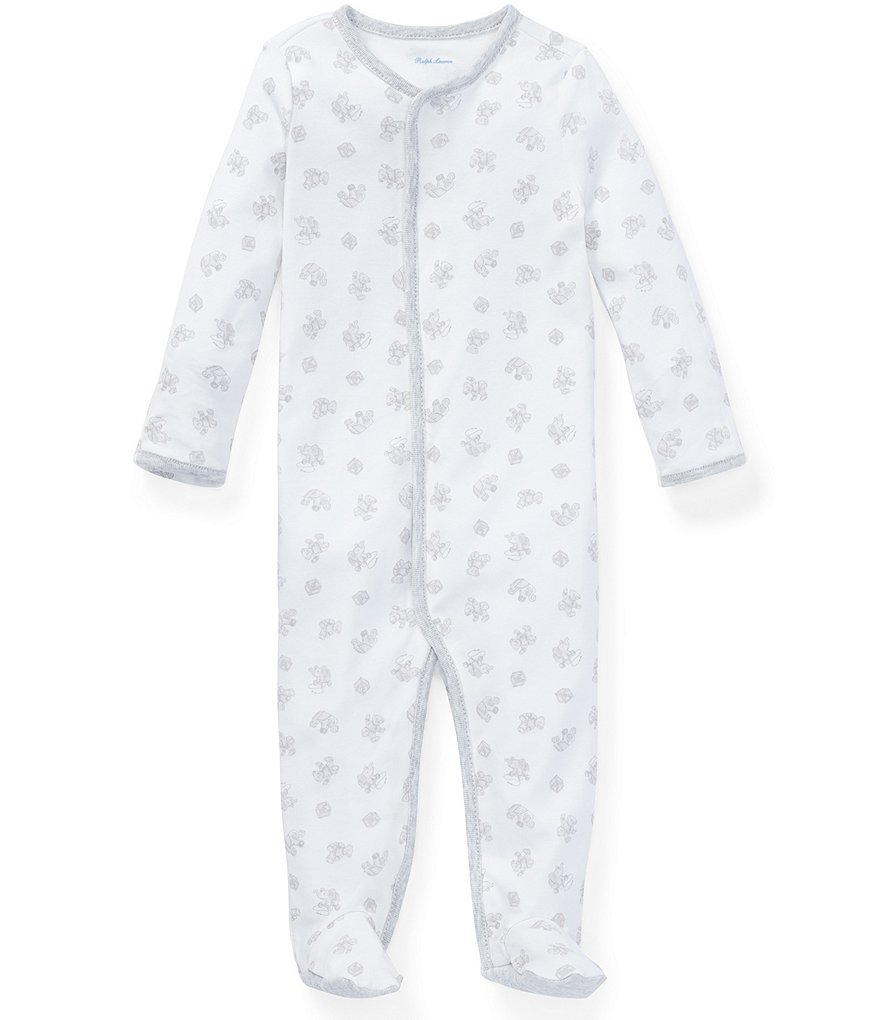 Ralph Lauren Childrenswear Baby Boys Newborn-9 Months Long-Sleeve Printed Footed Coverall
