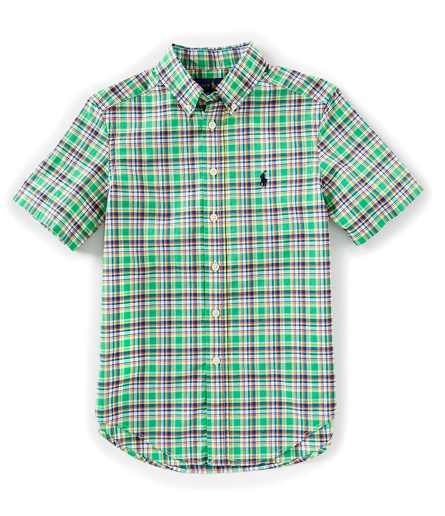 Ralph Lauren Childrenswear Big Boys 8-20 Short Sleeve Plaid Poplin Shirt