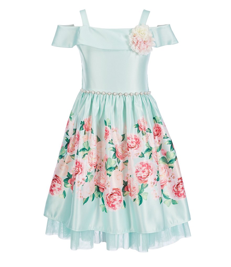 Rare Editions Big Girls 7-16 Floral Cold-Shoulder Dress