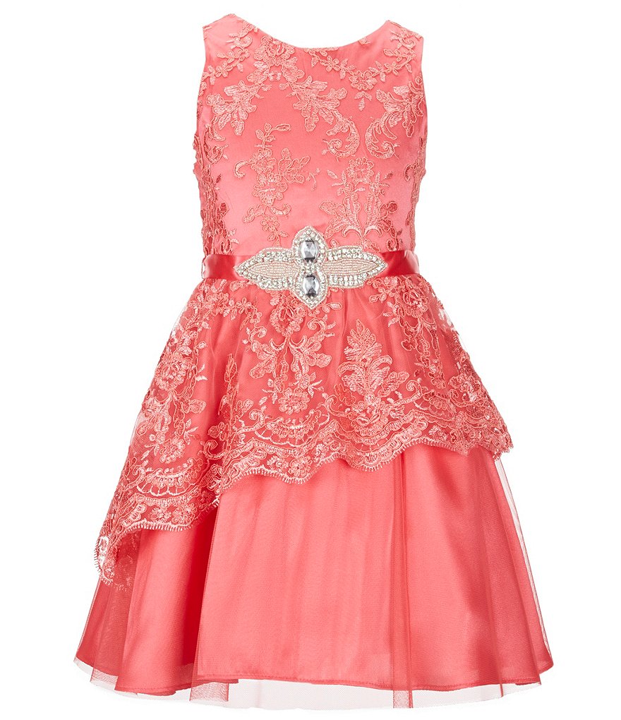 Rare Editions Big Girls 7-16 Lace Brooch-Waist Dress