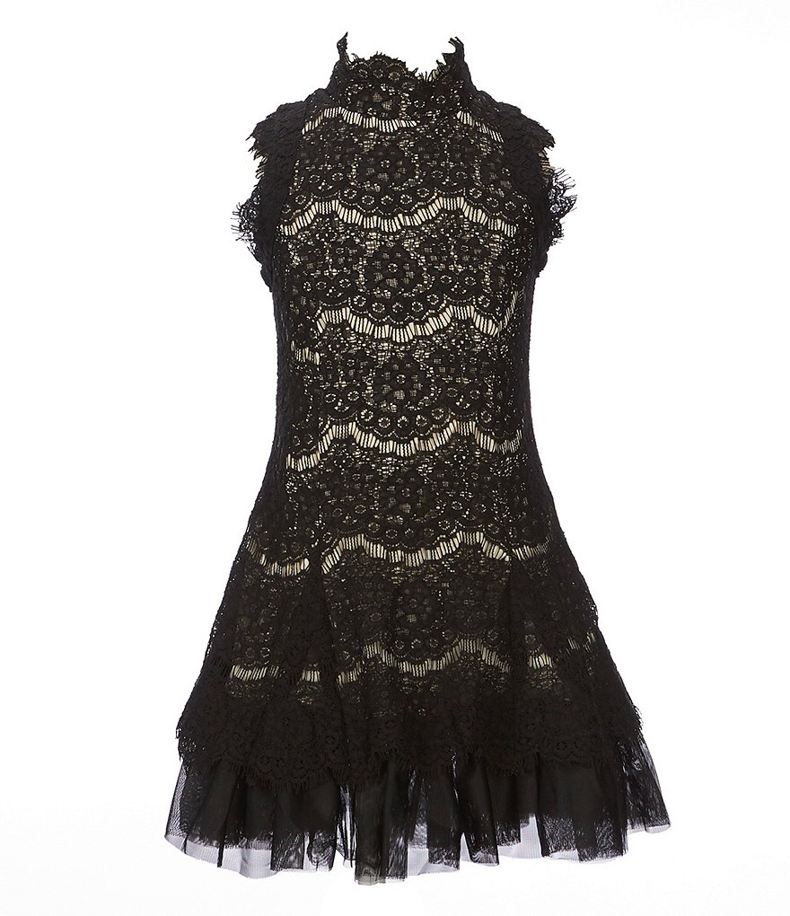 Rare Editions Big Girls 7-16 Lace Ruffle-Hem A-Line Dress
