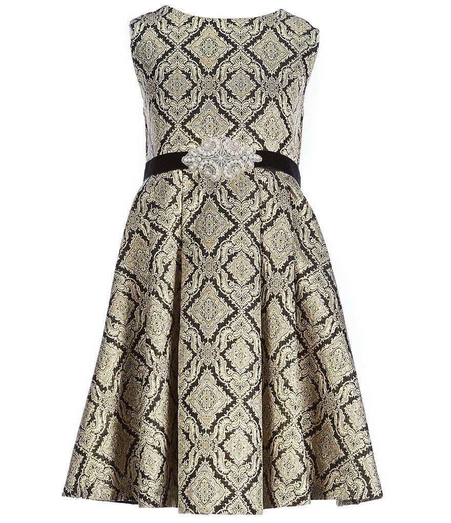 Rare Editions Big Girls 7-16 Patterned Brocade A-Line Dress