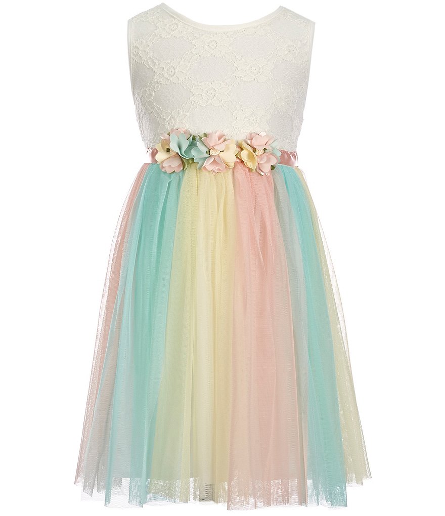 Rare Editions Little Girls 2T-6X Color Block Lace Floral-Appliqué Easter Dress