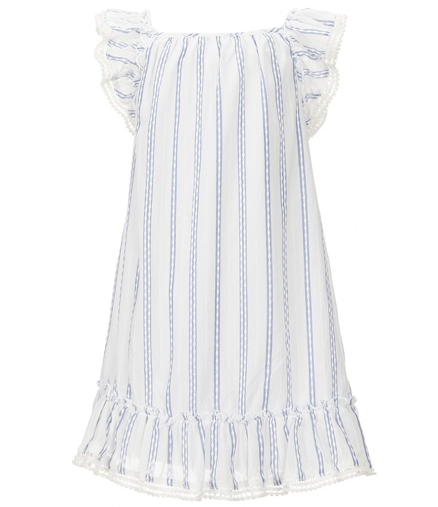 Rare Editions Little Girls 2T-6X Flutter-Sleeve Ruffle-Hem Striped Woven Dress