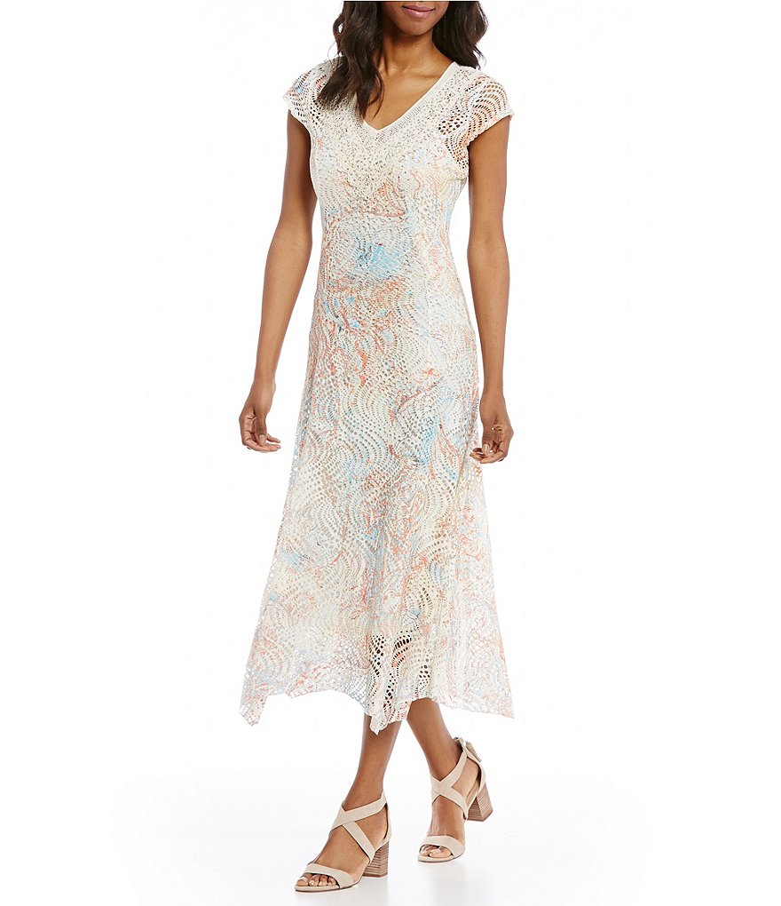 Reba Embellished Printed Laser Cut Dress