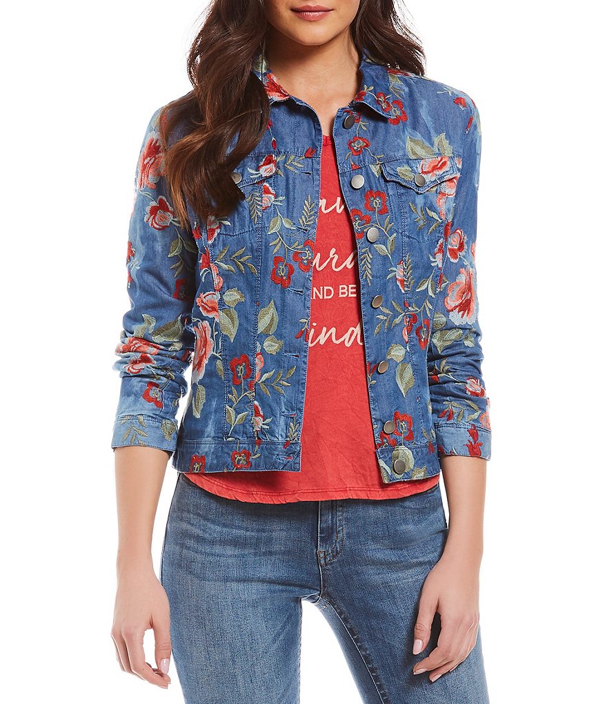 Reba Floral Embroidered Denim Jacket