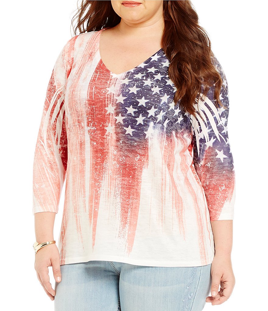 Reba Plus Flag Knit Top