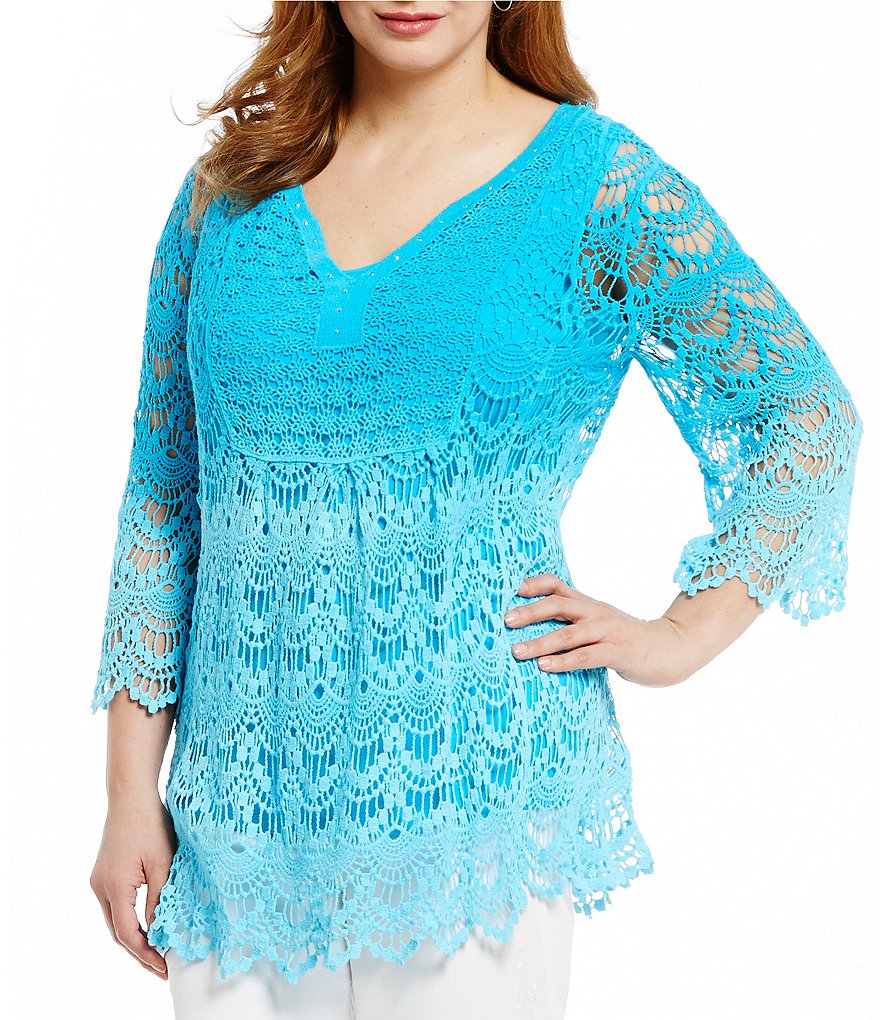 Reba Plus Ombre Crochet Lace Tunic