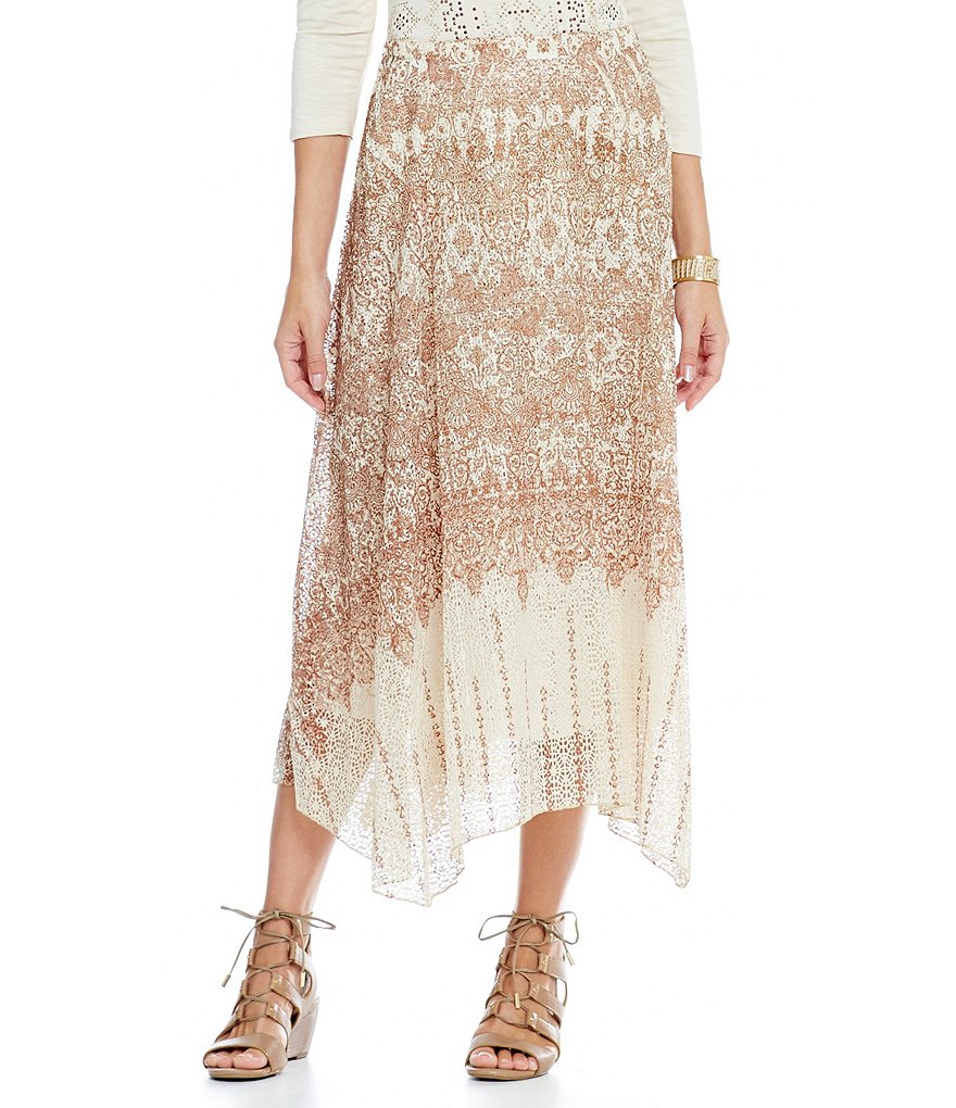Reba Vintage Blues Printed Knit Asymmetric Skirt