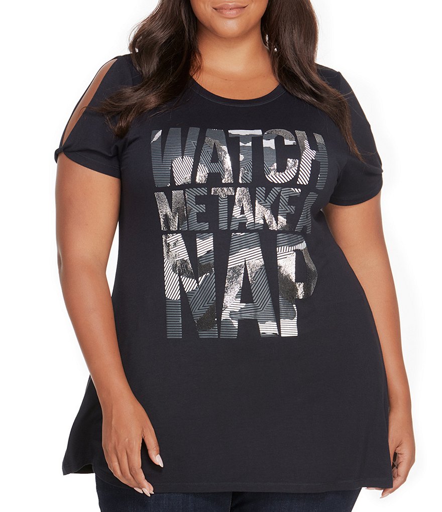 Rebel Wilson X Angels Plus Split Sleeve Graphic Tunic Tee