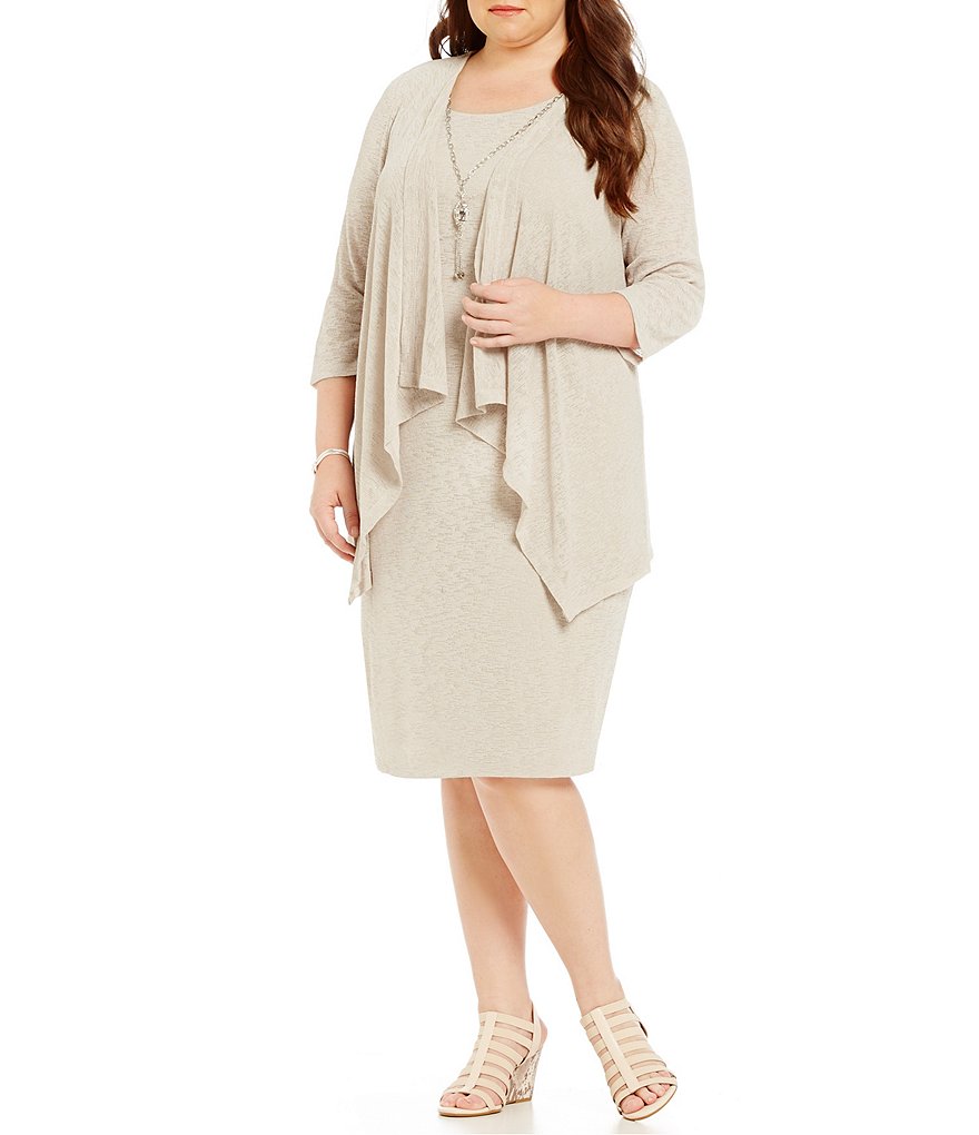 R&M Richards Plus Mock 2-Piece Jacket Dress