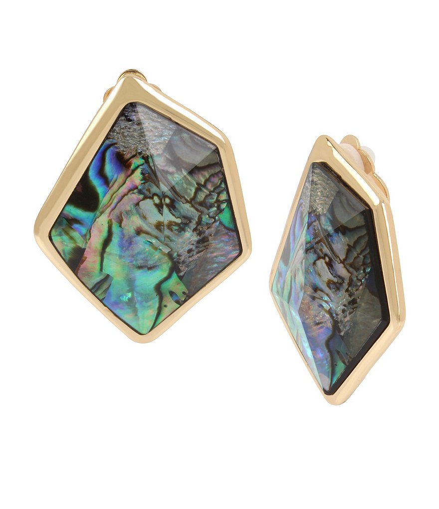 Robert Lee Morris Soho Geometric Abalone Stone Clip-On Earrings