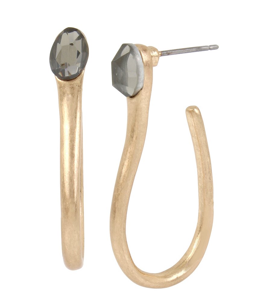 Robert Lee Morris Soho Stone Sculptural Curved Hoop Earrings
