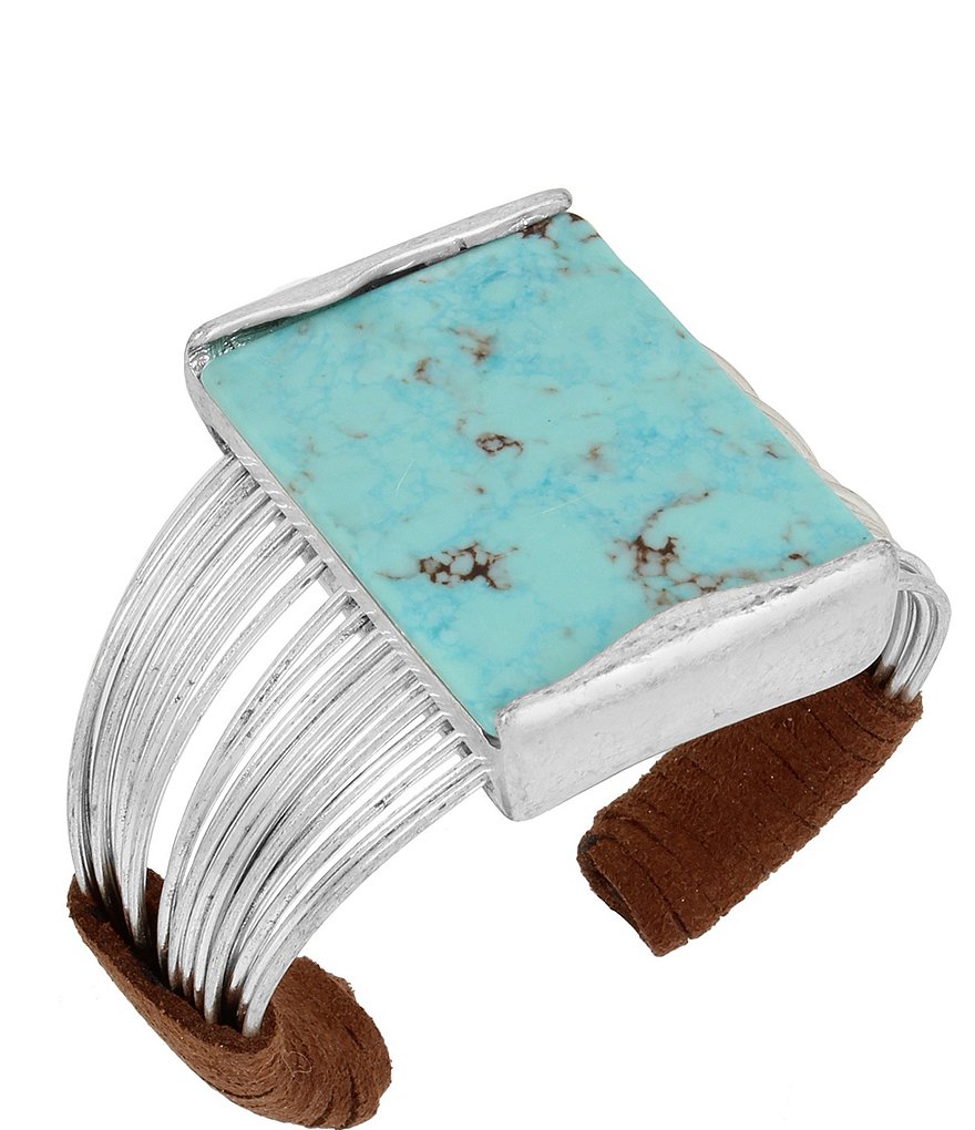 Robert Lee Morris Soho Turquoise & Suede Multi-Row Cuff Bracelet