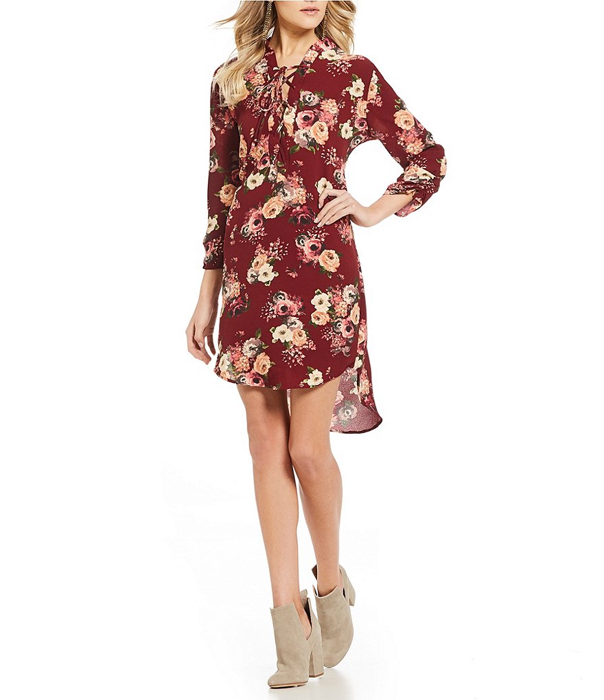 Rossmore by PPLA Finna Floral Printed Lace-Up Shift Dress