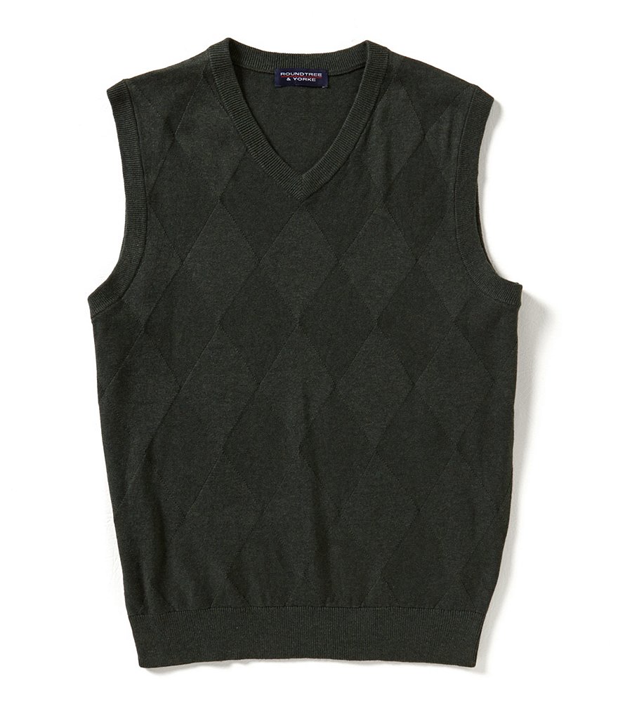 Roundtree & Yorke Big & Tall Diamond Texture Sweater Vest