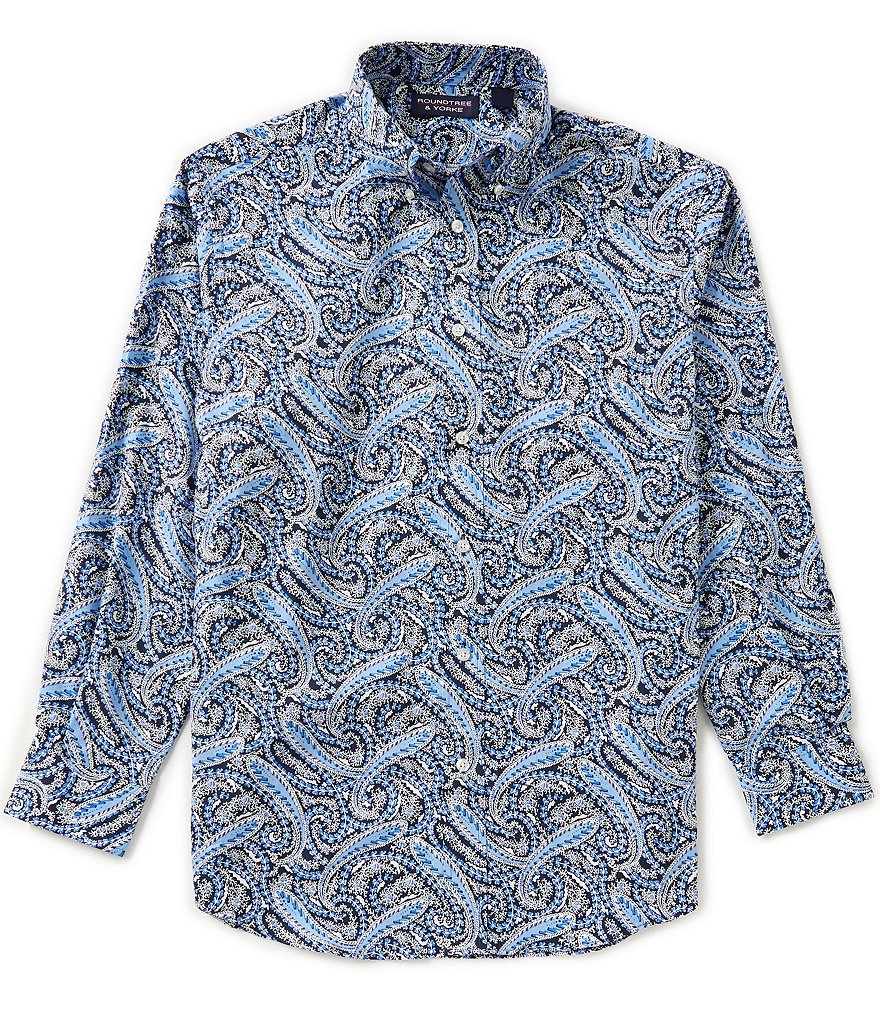 Roundtree & Yorke Big & Tall Long-Sleeve Large Paisley Sportshirt