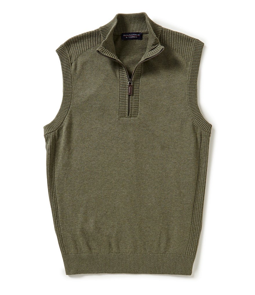Roundtree & Yorke Big & Tall Quarter-Zip Sweater Vest
