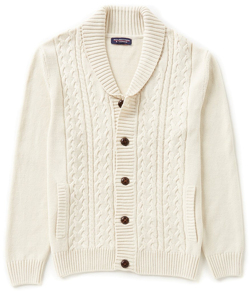 Roundtree & Yorke Big & Tall Shawl Cable Knit Cardigan