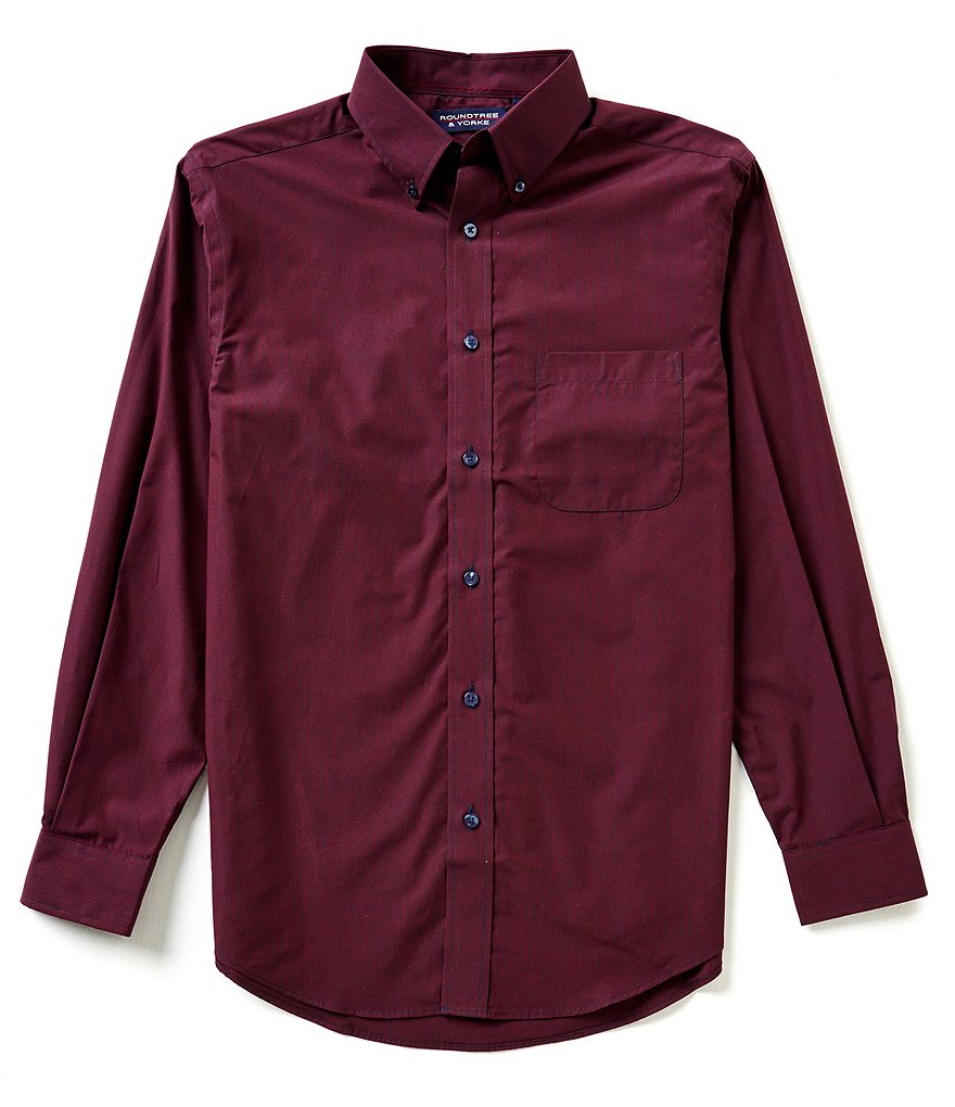 Roundtree & Yorke Big & Tall Silky Finish Long-Sleeve Plaid Woven Sportshirt