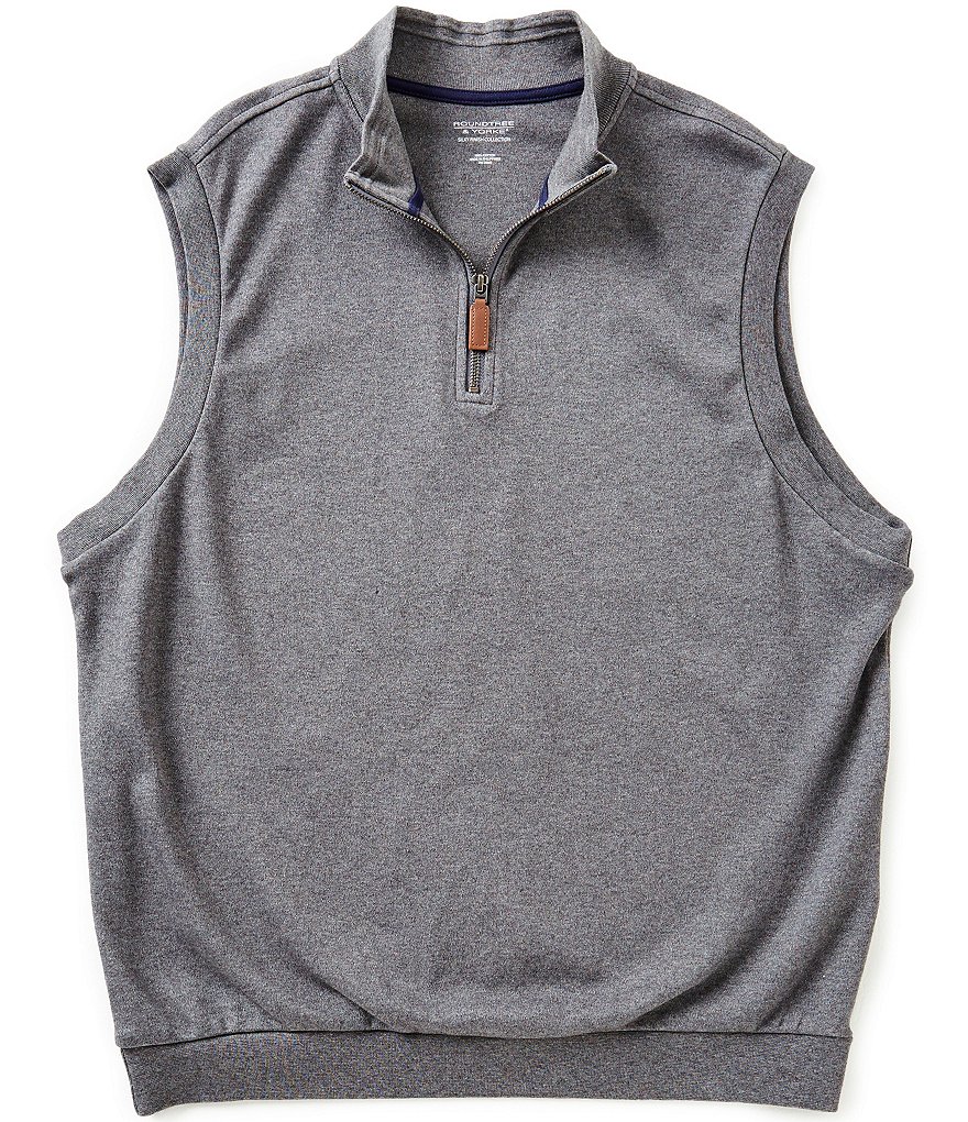Roundtree & Yorke Big & Tall Silky Finish Quarter-Zip Solid Vest Pullover