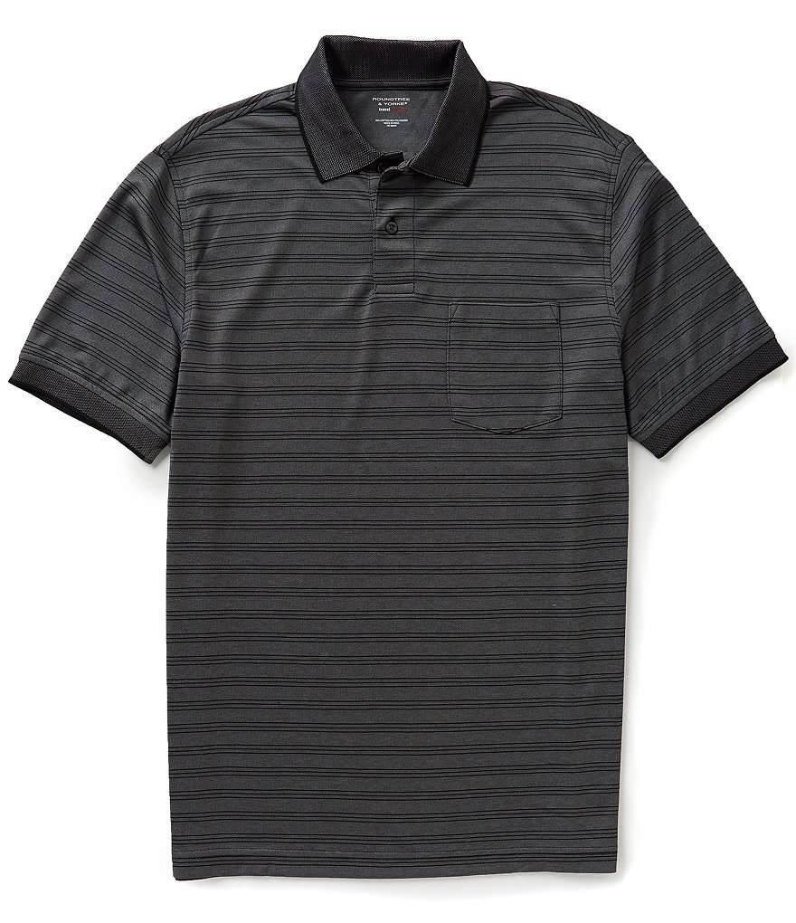 Roundtree & Yorke Big & Tall Travelsmart Horizontal Striped Polo