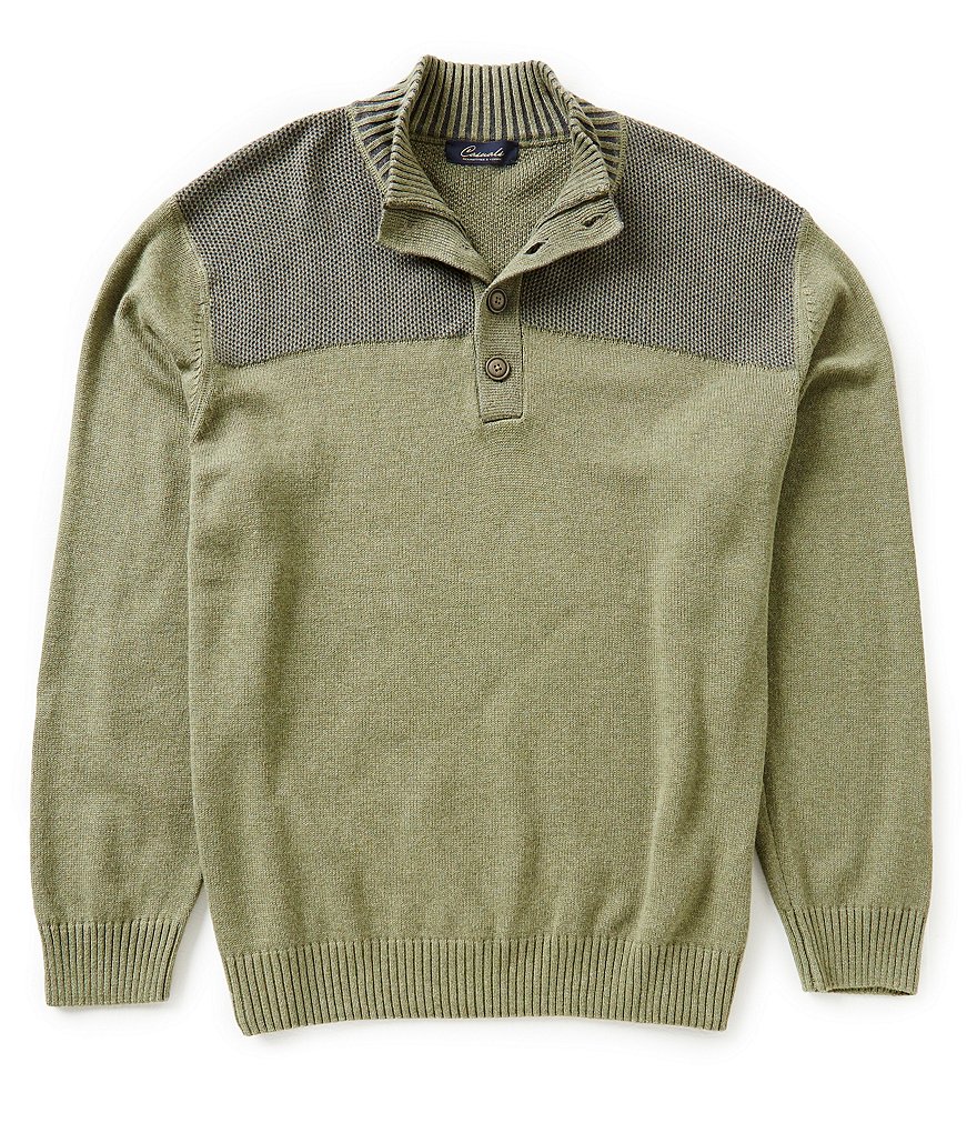 Roundtree & Yorke Casuals Big & Tall Button Mock Plaited Pullover