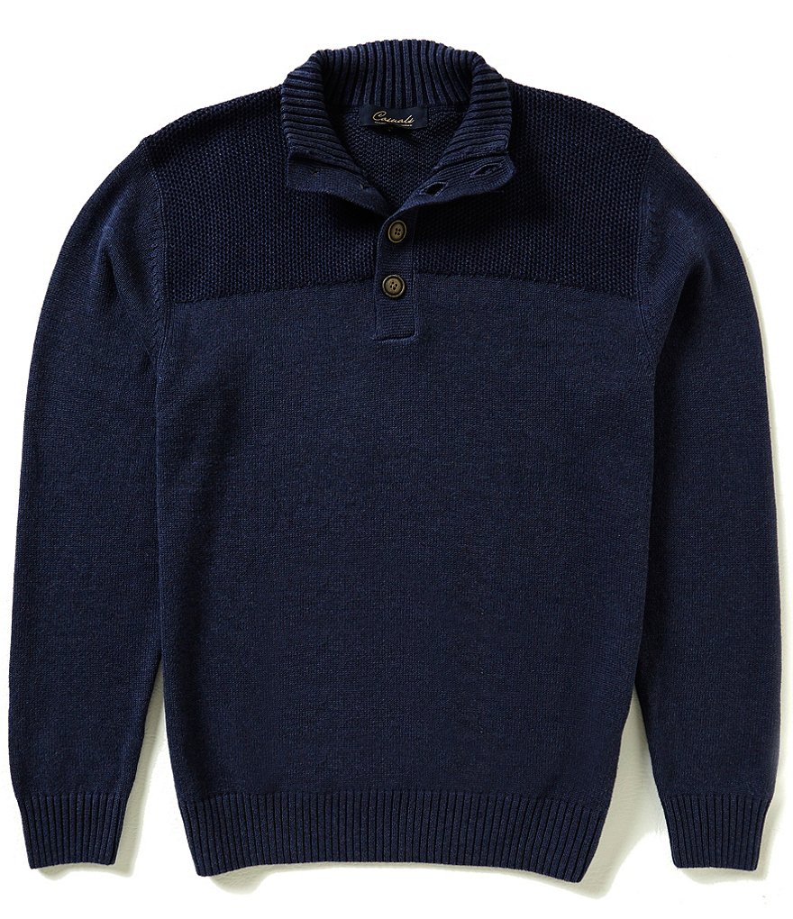 Roundtree & Yorke Casuals Button Mock Plaited Pullover