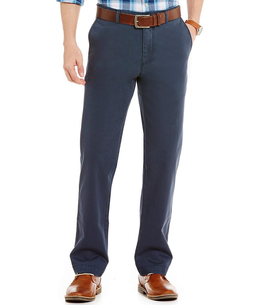 Roundtree & Yorke Casuals Flat Front Soft Washed Chino Pants