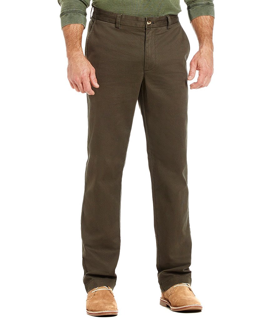 Roundtree & Yorke Casuals Flat Front Soft Washed Printed Chino Pants