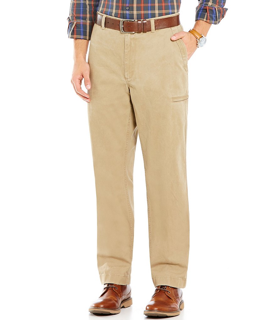 Roundtree & Yorke Casuals Flat-Front Zip Pocket Chino Pants