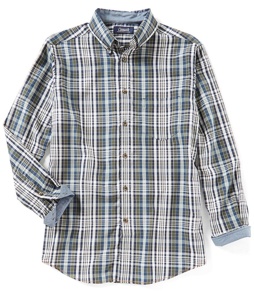 Roundtree & Yorke Casuals Long-Sleeve Large Plaid Sportshirt