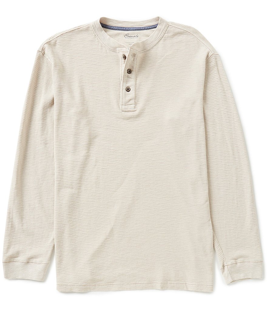 Roundtree & Yorke Casuals Long-Sleeve Solid Jacquard Henley