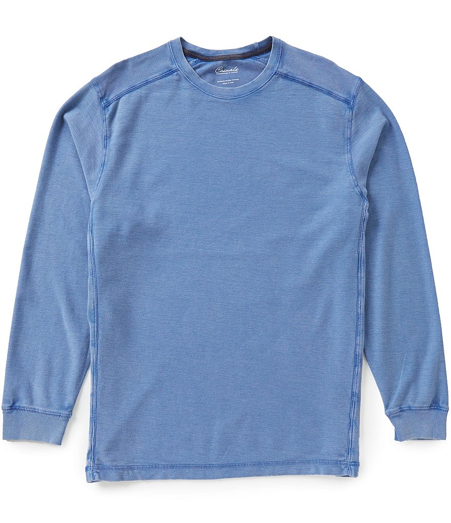 Roundtree & Yorke Casuals Long-Sleeve Solid Pique Crewneck Tee