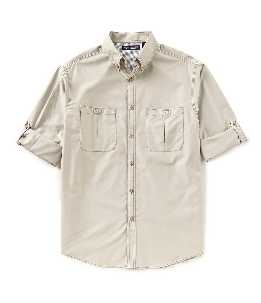 Roundtree & Yorke Cooler Comfort Roll-Tab Sleeve Solid Cape Back Sportshirt