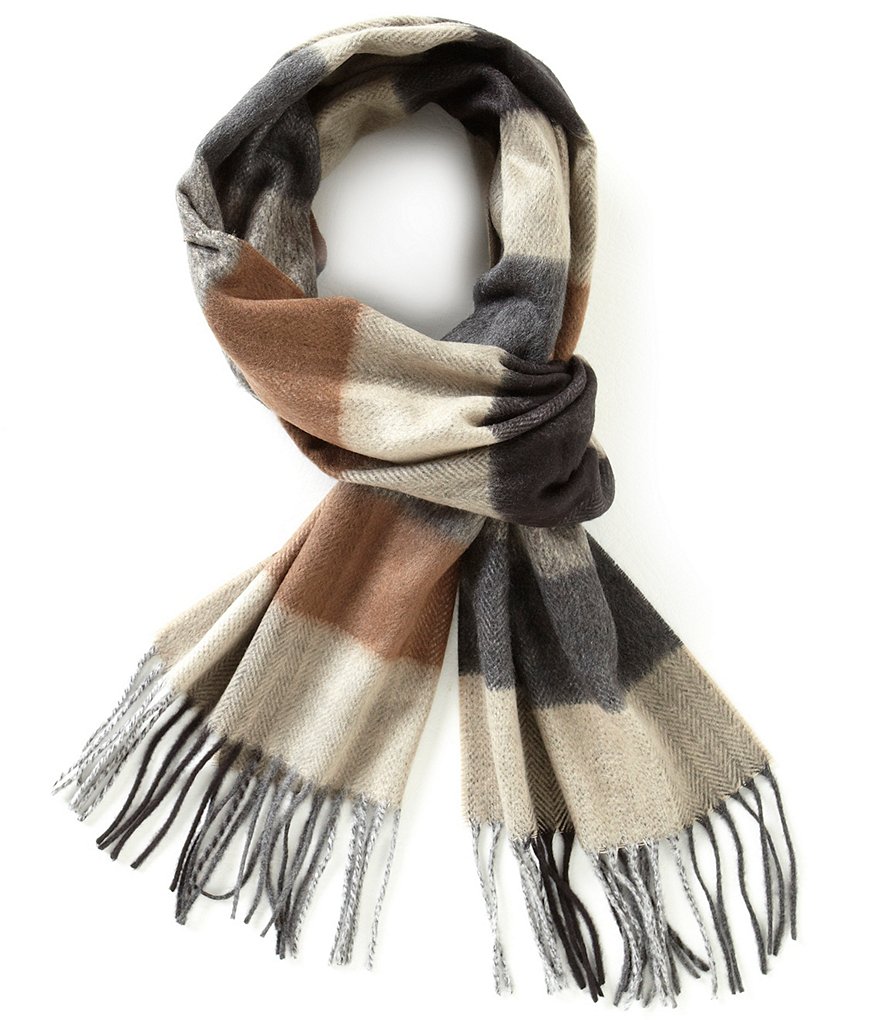 Roundtree & Yorke Fringed Color Block Muffler