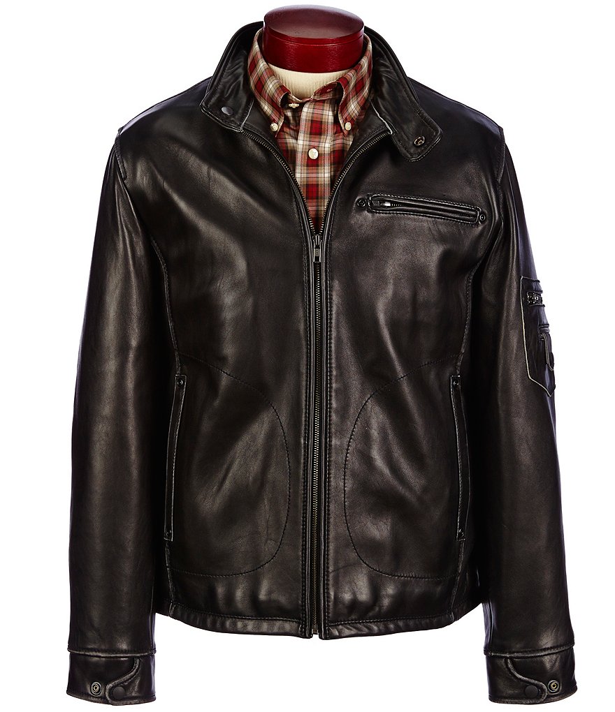 Roundtree & Yorke Lambskin Distressed Moto Jacket