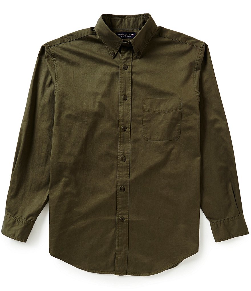 Roundtree & Yorke Long Sleeve Solid Twill Sportshirt