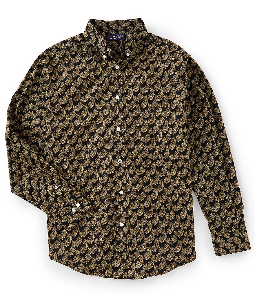 Roundtree & Yorke Luxury Cotton Big & Tall Long-Sleeve Paisley Sportshirt