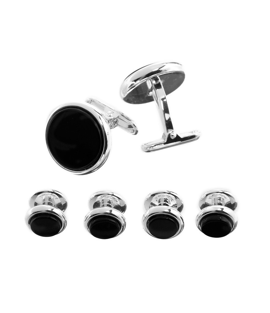 Roundtree & Yorke Onyx Cuff Links & Stud Set