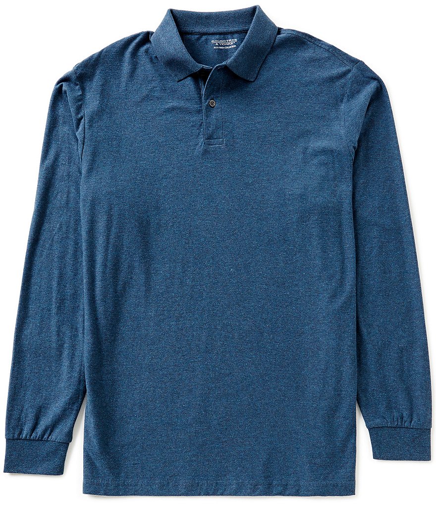Roundtree & Yorke Silky Finish Long-Sleeve Solid Heathered Polo Shirt
