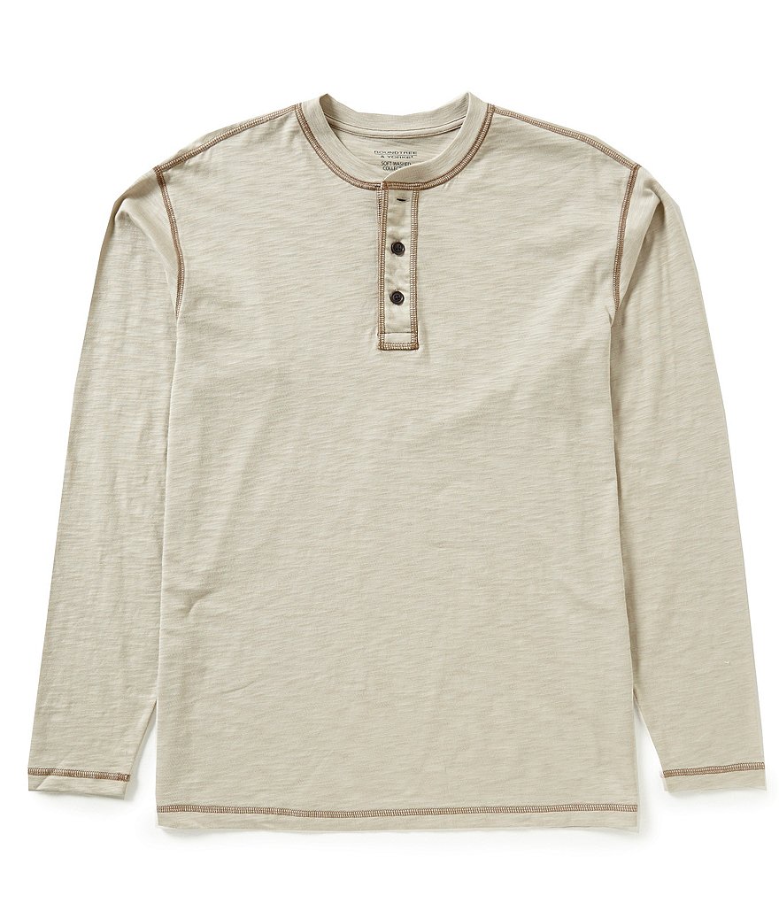 Roundtree & Yorke Soft Washed Long-Sleeve Slub Henley Tee